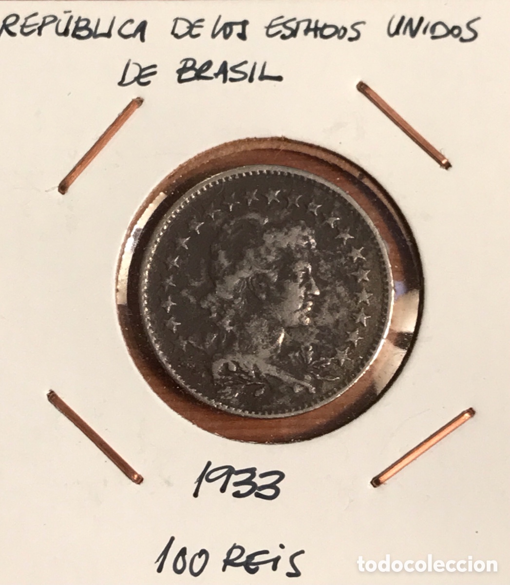 Monedas antiguas de Am&eacute;rica: Moneda Brasil. 1933. 100 reis. MBC+. - Foto 1
