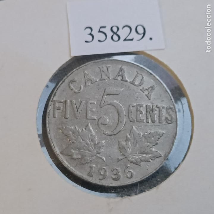 Monedas antiguas de Am&eacute;rica: Canada 5 centimos 1936 - Foto 2