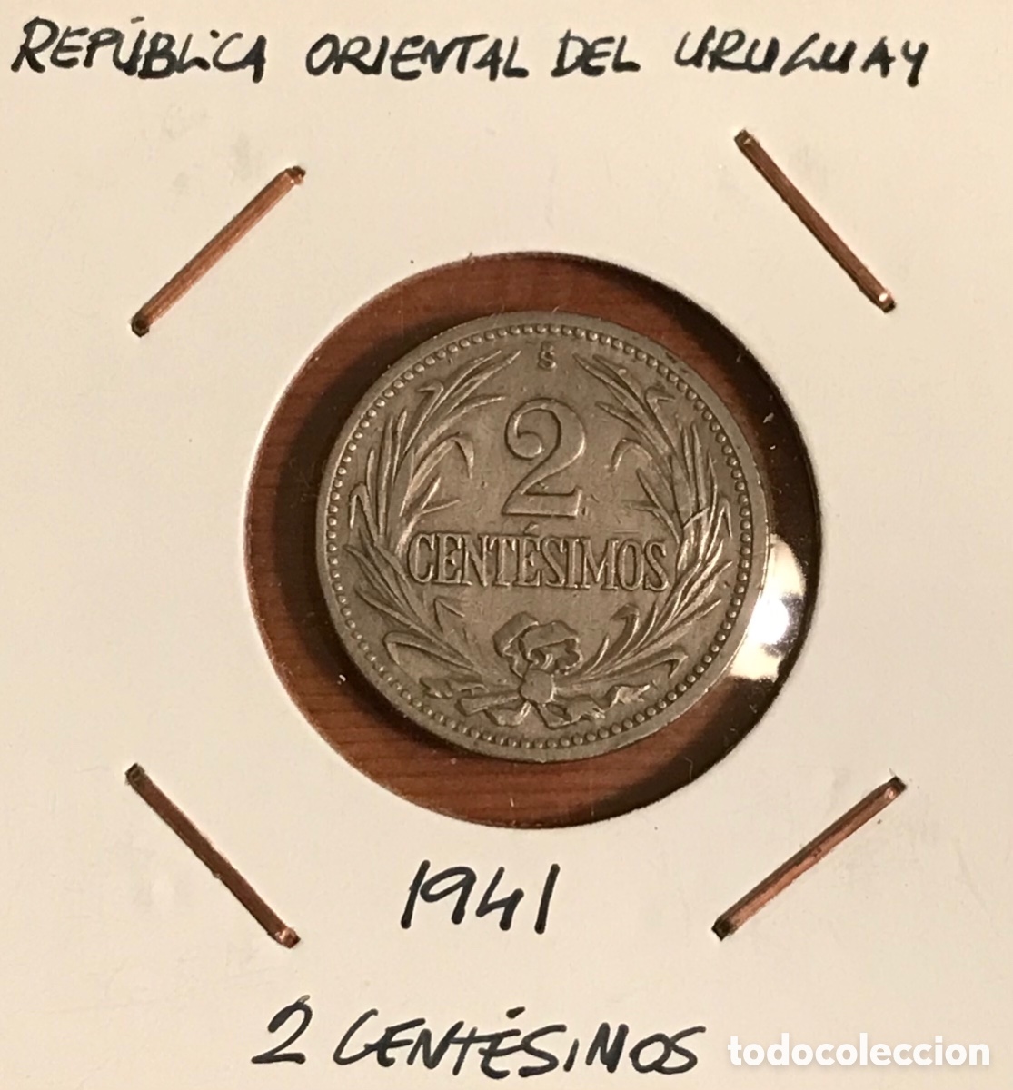 Monedas antiguas de Am&eacute;rica: Moneda Uruguay. 1941. 2 cent&eacute;simos. - Foto 1