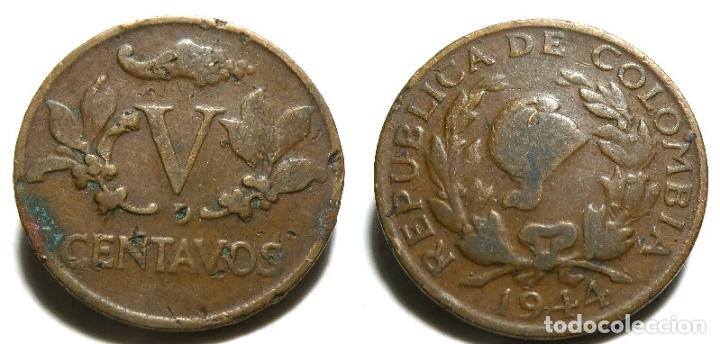 Monedas antiguas de Am&eacute;rica: Moneda de Colombia 5 centavos 1944 - Foto 1