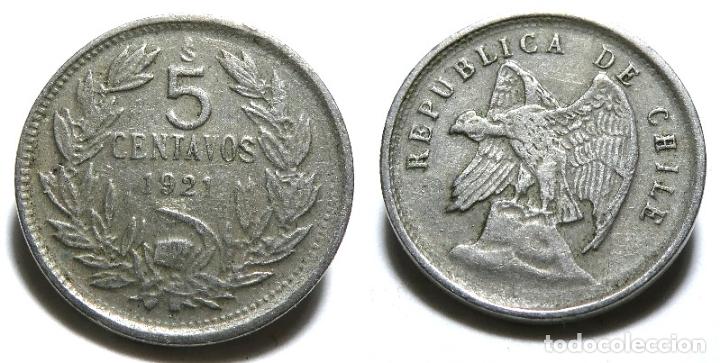 Monedas antiguas de Am&eacute;rica: Moneda de CHILE 5 CENTAVOS A&Ntilde;O 1921 - Foto 1