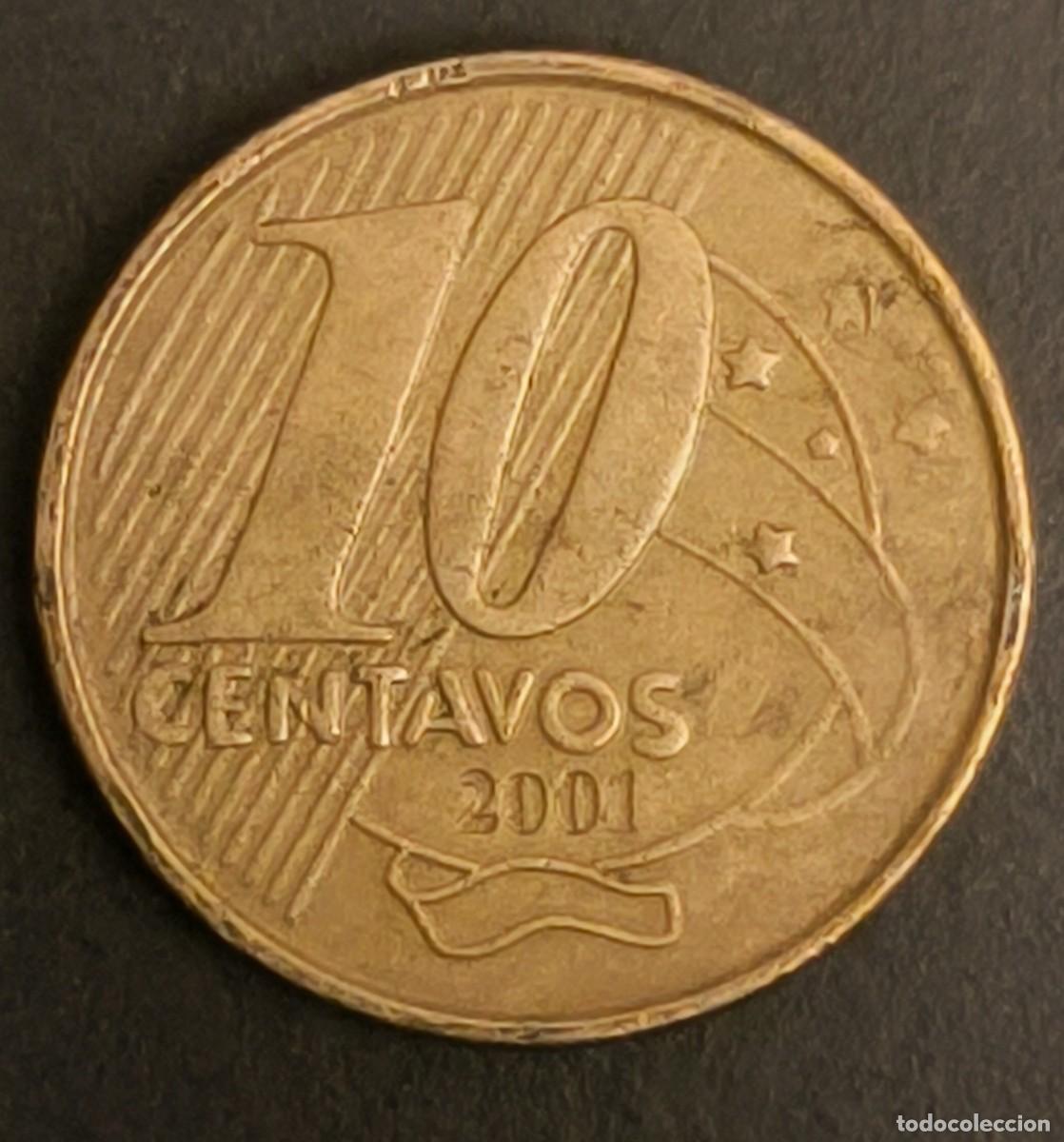 Monedas antiguas de Am&eacute;rica: Brasil 10 centavos, 2001 - Foto 2