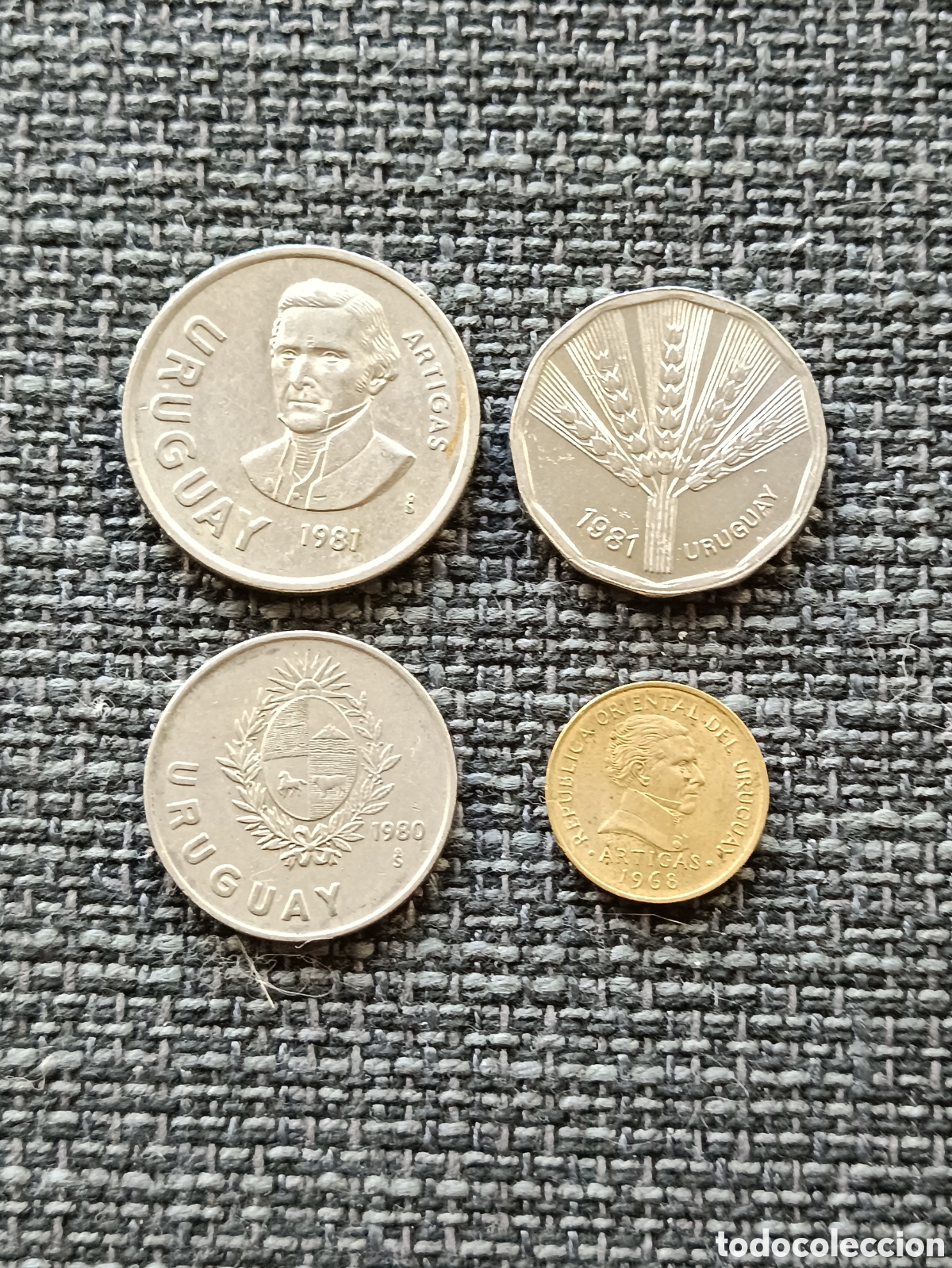 Monedas antiguas de Am&eacute;rica: Lote 4 monedas Uruguay - Foto 1