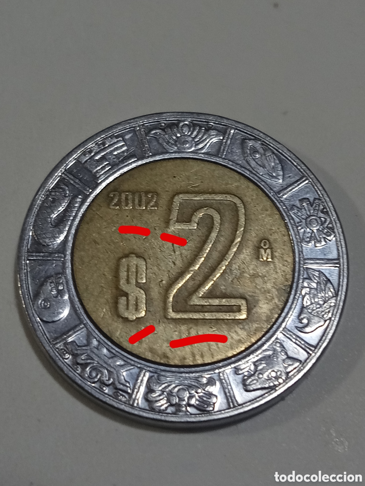 Monedas antiguas de Am&eacute;rica: 2 peso 2002 error M&eacute;xico - Foto 1