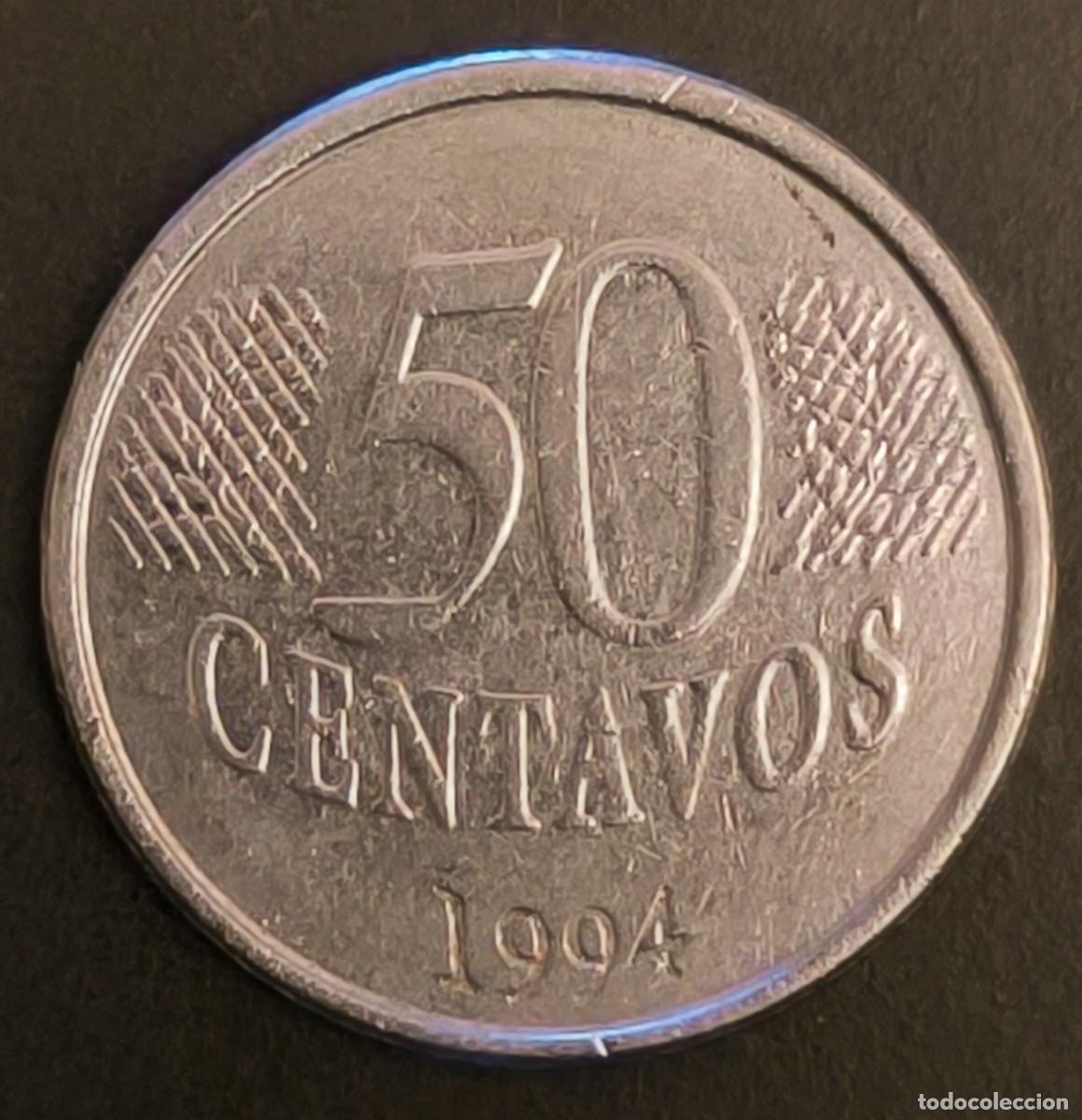 Monedas antiguas de Am&eacute;rica: Brasil 50 centavos, 1994 - Foto 2