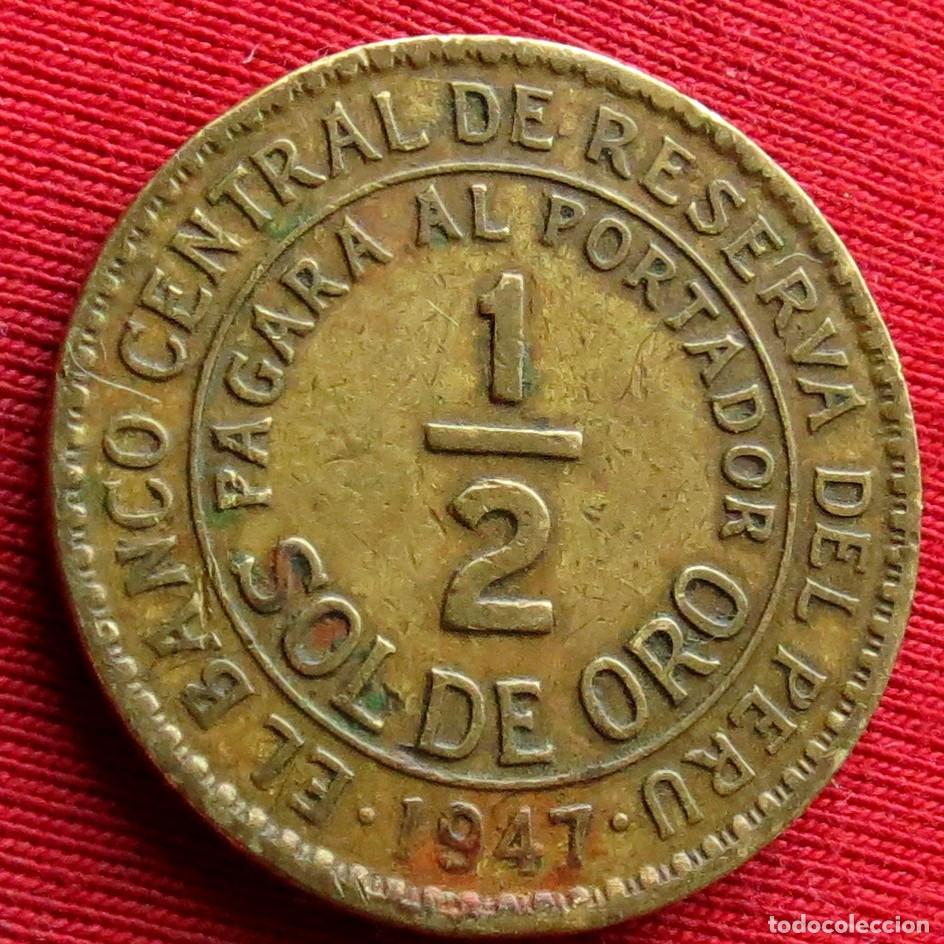 Monedas antiguas de Am&eacute;rica: Peru 1/2 sol de oro 1947 - Foto 1