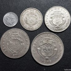 Monedas antiguas de América: REPÚBLICA DE COSTA RICA LOTE DE 5 MONEDAS CÉNTIMOS Y COLONES 1958, 1967, 1970, 1977, 1978 (MBC)