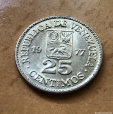 Monedas antiguas de América: 25 CENTAVOS DE VENEZUELA. AÑO 1977