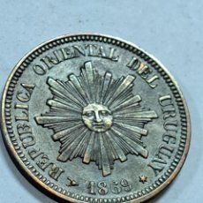 Monedas antiguas de América: 2 CENTESIMOS DE URUGUAY AÑO 1869 CON RESTOS DE BRILLO ORIGINAL