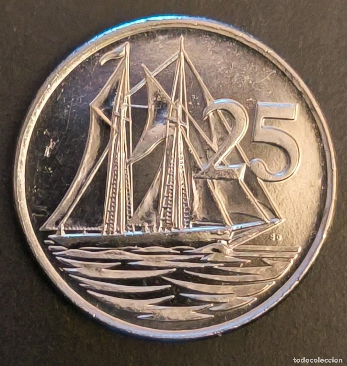 Monedas antiguas de Am&eacute;rica: Islas Caim&aacute;n 25 centavos, 1999 - Foto 2