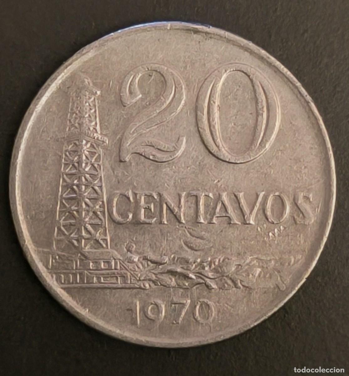 Monedas antiguas de Am&eacute;rica: Brasil 20 centavos, 1970 - Foto 1