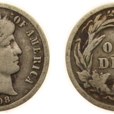 Monedas antiguas de América: UNITED STATES FEDERAL REPUBLIC 1908 1 DIME ”BARBER DIME” SILVER (.900) (.100 COPPER) PHILADELPHIA M
