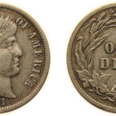 Monedas antiguas de América: UNITED STATES FEDERAL REPUBLIC 1911 D 1 DIME ”BARBER DIME” SILVER (.900) (.100 COPPER) DENVER MINT