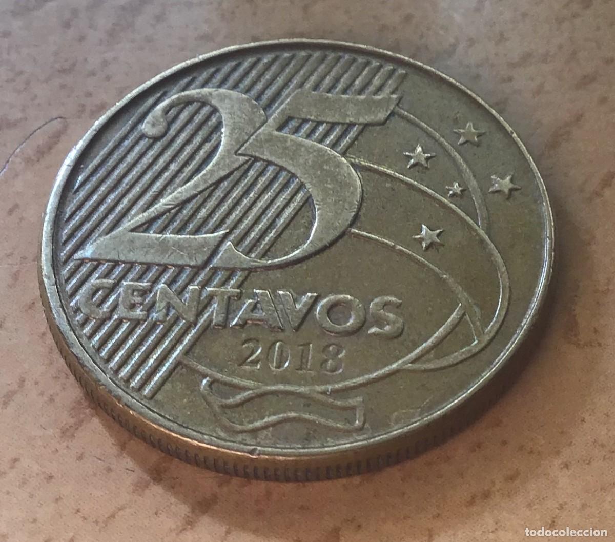 Monedas antiguas de Am&eacute;rica: 25 centavos de Brasil. A&ntilde;o 2018 - Foto 1
