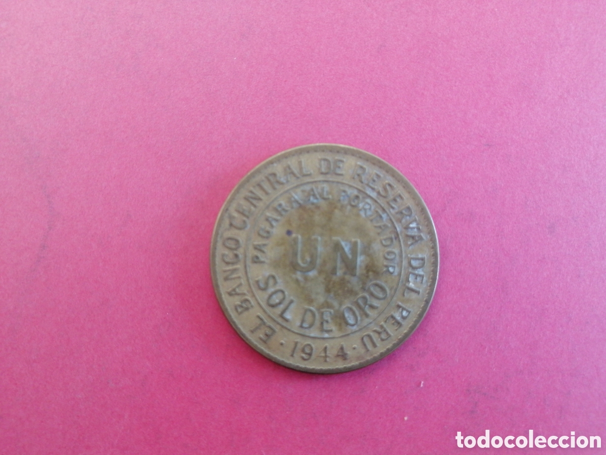 Monedas antiguas de Am&eacute;rica: 1 sol de oro Per&uacute; 1944 - Foto 1