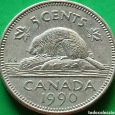 Monedas antiguas de América: CANADA 5 CENTS 1990 KM#182