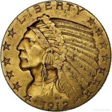 Monedas antiguas de América: [#1159891] ESTADOS UNIDOS, $5, HALF EAGLE, INDIAN HEAD, 1912, U.S. MINT, ORO, MBC, KM:129