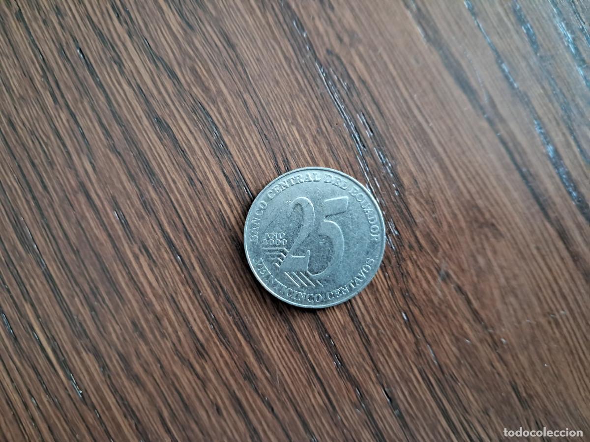 Monedas antiguas de Am&eacute;rica: moneda de Ecuador, 25 centavos, a&ntilde;o 2000 - Foto 2