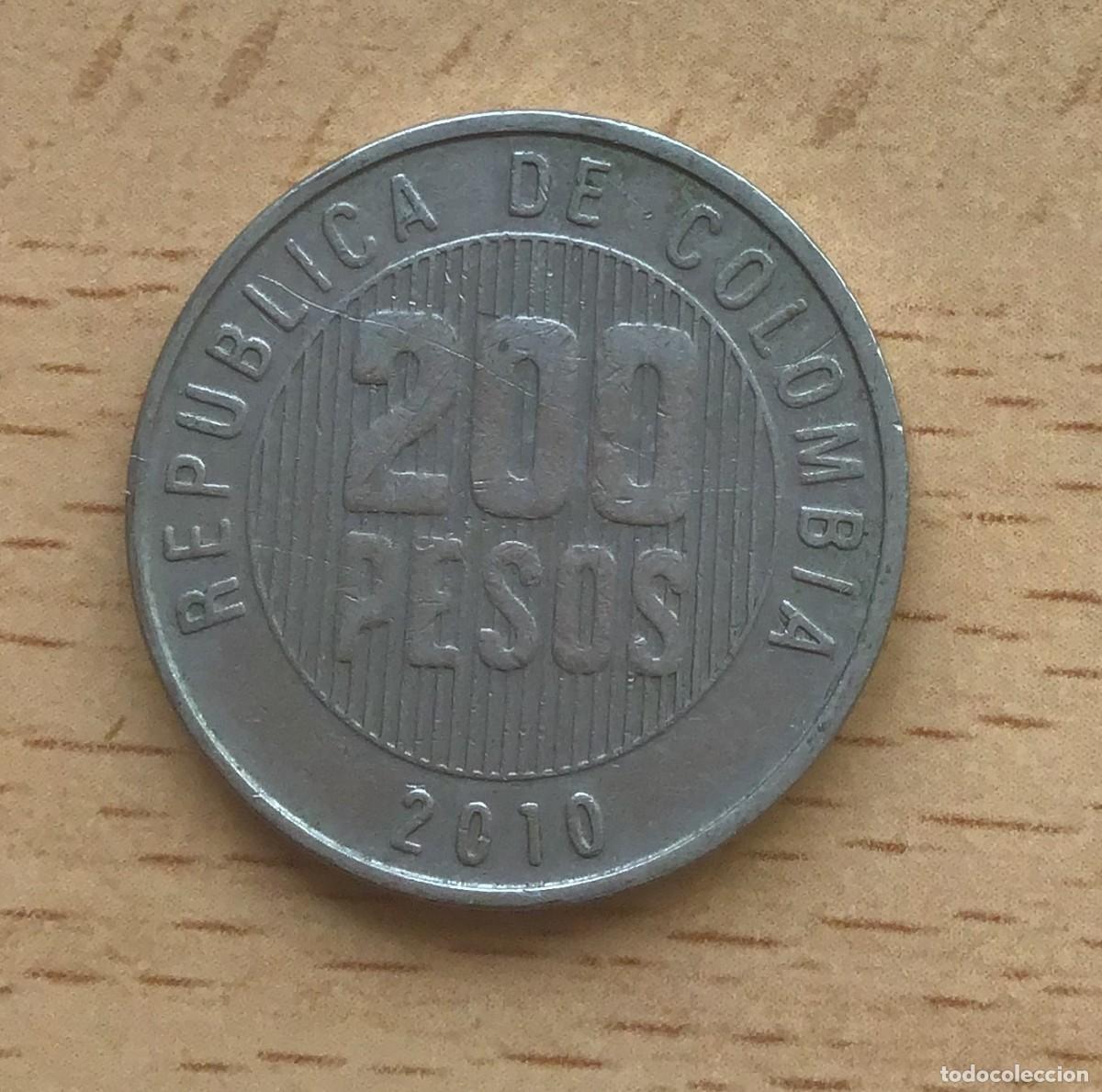 Monedas antiguas de Am&eacute;rica: 200 pesos de Colombia. A&ntilde;o 2010