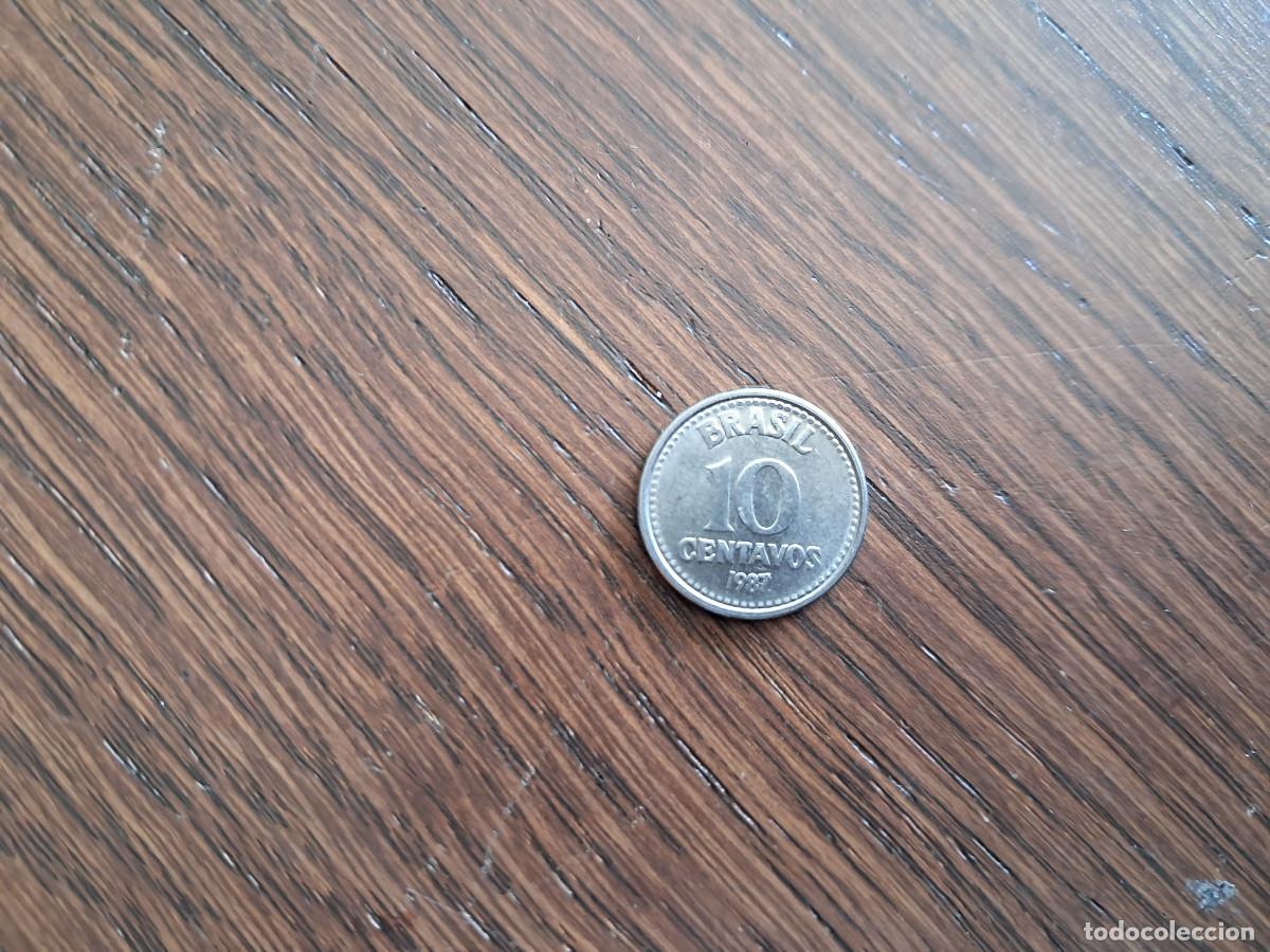Monedas antiguas de Am&eacute;rica: moneda de Brasil, 10 centavos, a&ntilde;o 1987 - Foto 1