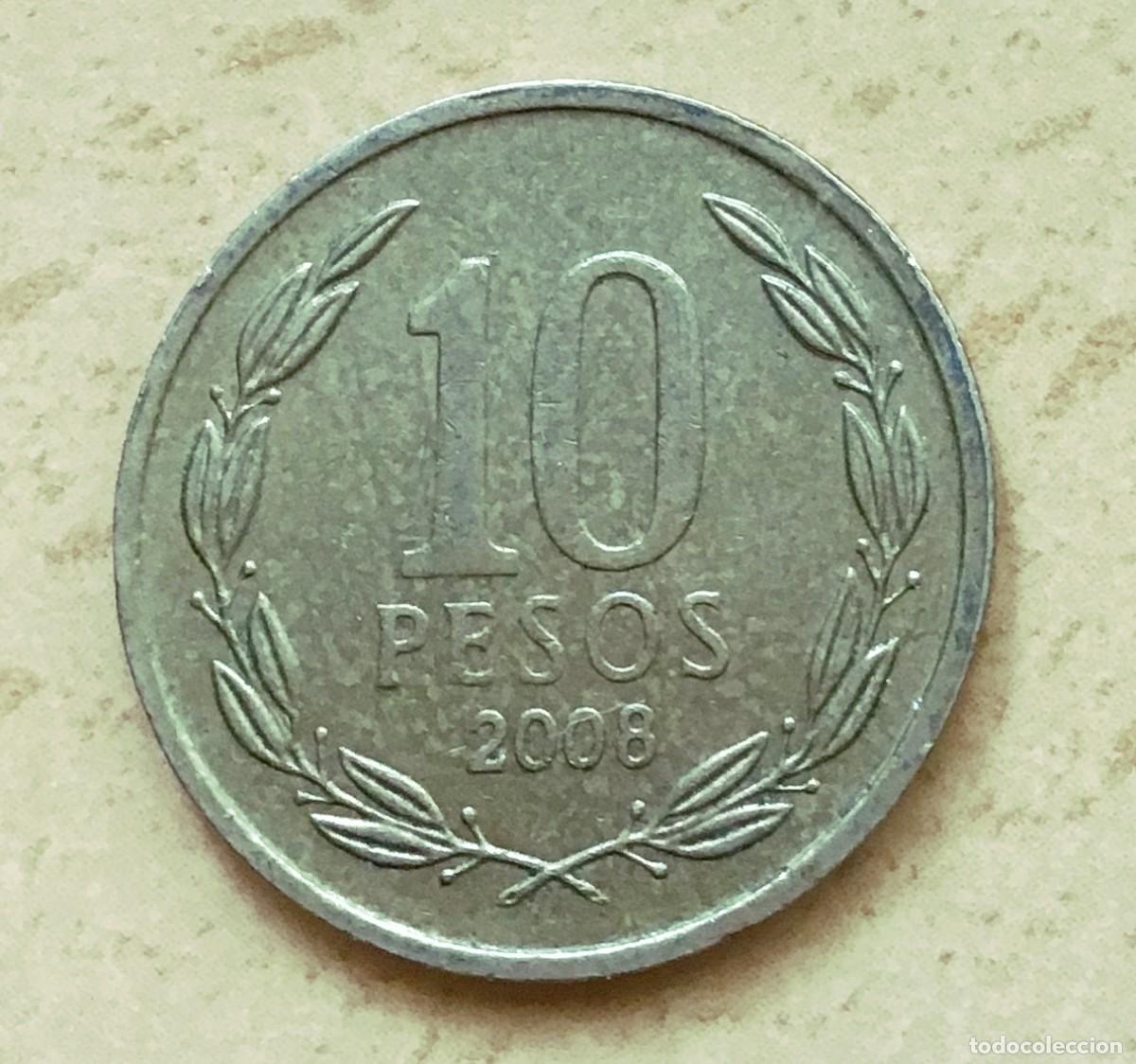 Monedas antiguas de Am&eacute;rica: 10 pesos de Chile. A&ntilde;o 2008 - Foto 1