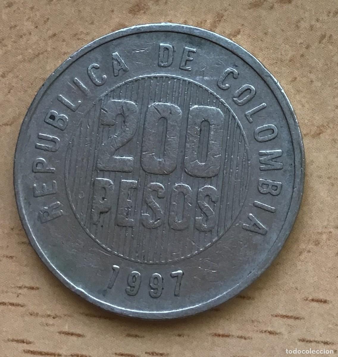 Monedas antiguas de Am&eacute;rica: 200 pesos de Colombia. A&ntilde;o 1997