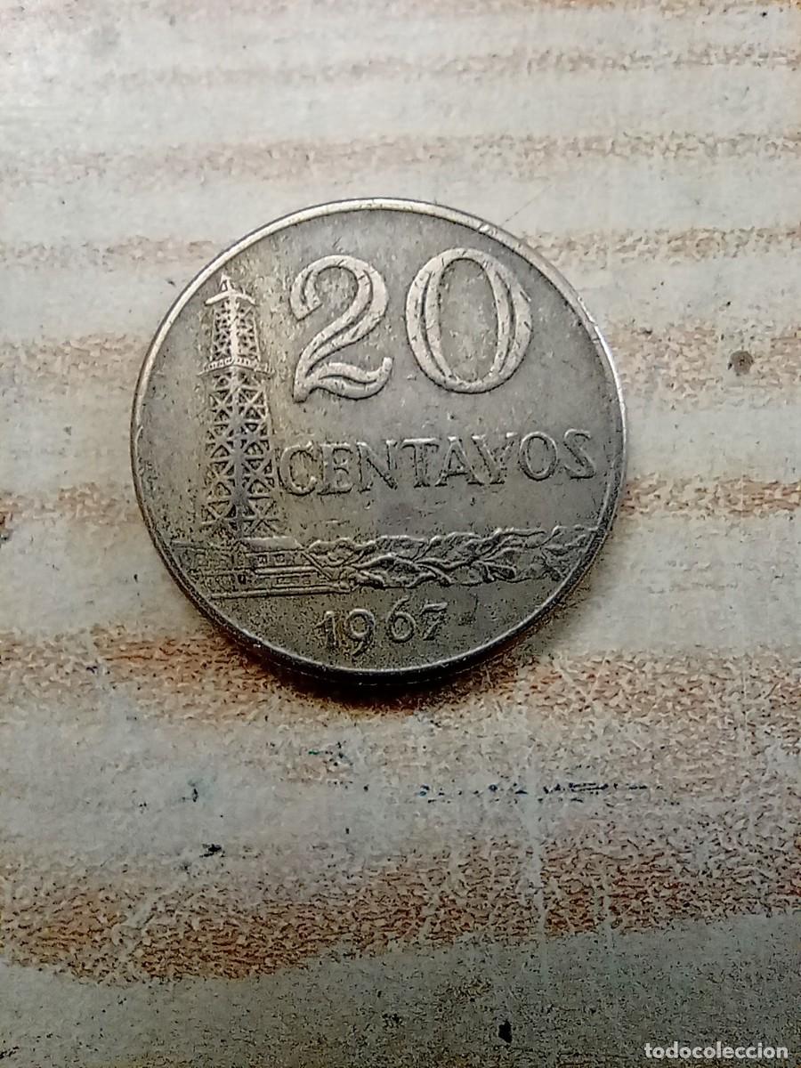 Monedas antiguas de Am&eacute;rica: Moneda Brasil 20 Centavos 1967 - Foto 2