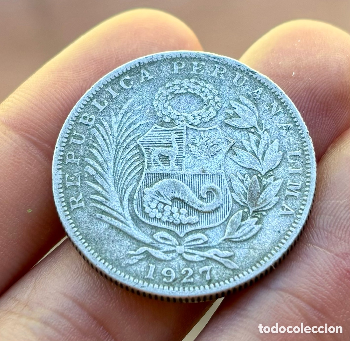 Monedas antiguas de Am&eacute;rica: Moneda PLATA PERU 1/2 Sol 1927 - Foto 2