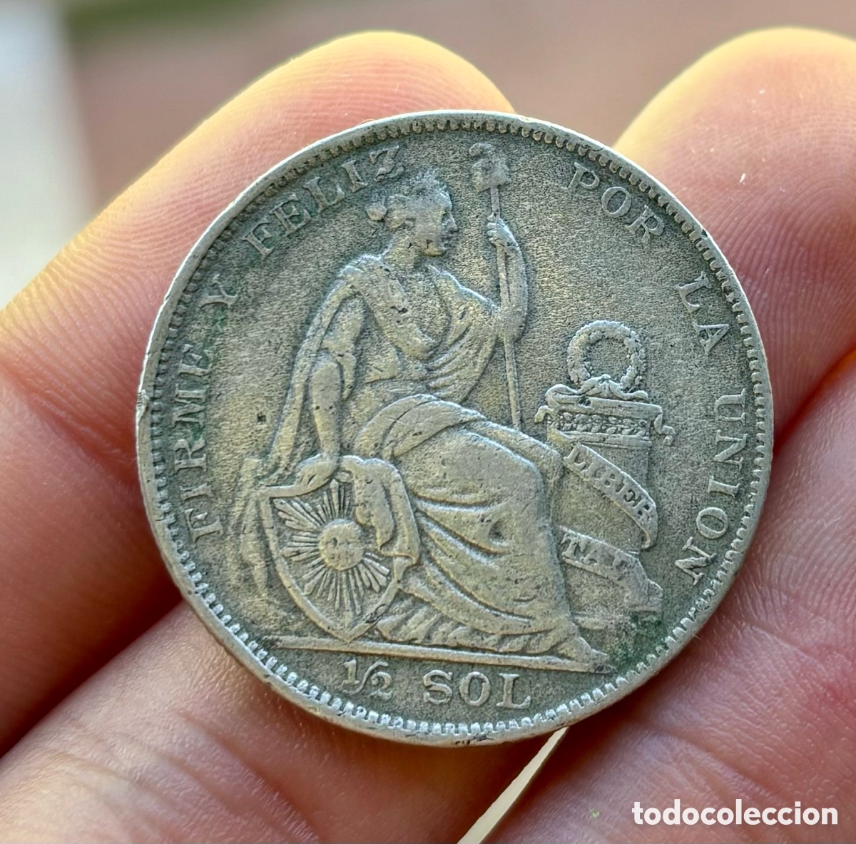 Monedas antiguas de Am&eacute;rica: Moneda PLATA PERU 1/2 Sol 1927 - Foto 3