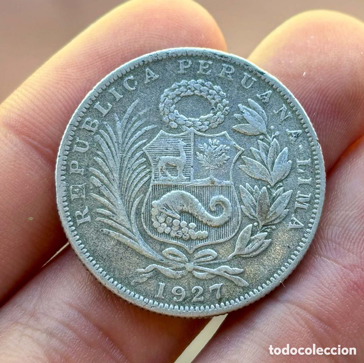 Monedas antiguas de Am&eacute;rica: Moneda PLATA PERU 1/2 Sol 1927 - Foto 4