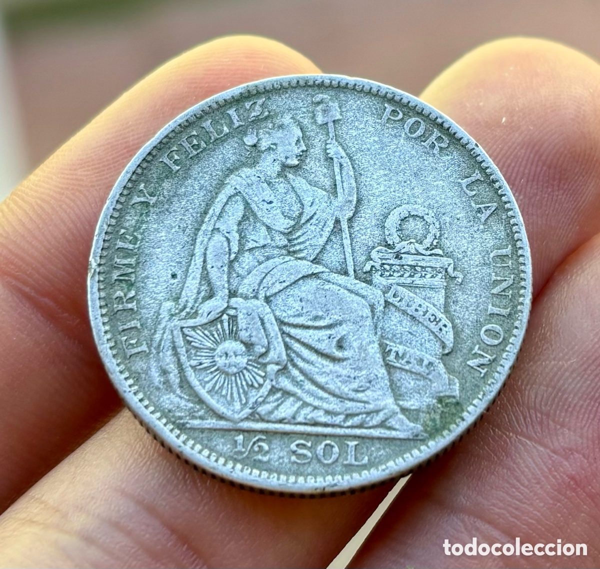 Monedas antiguas de Am&eacute;rica: Moneda PLATA PERU 1/2 Sol 1927 - Foto 1