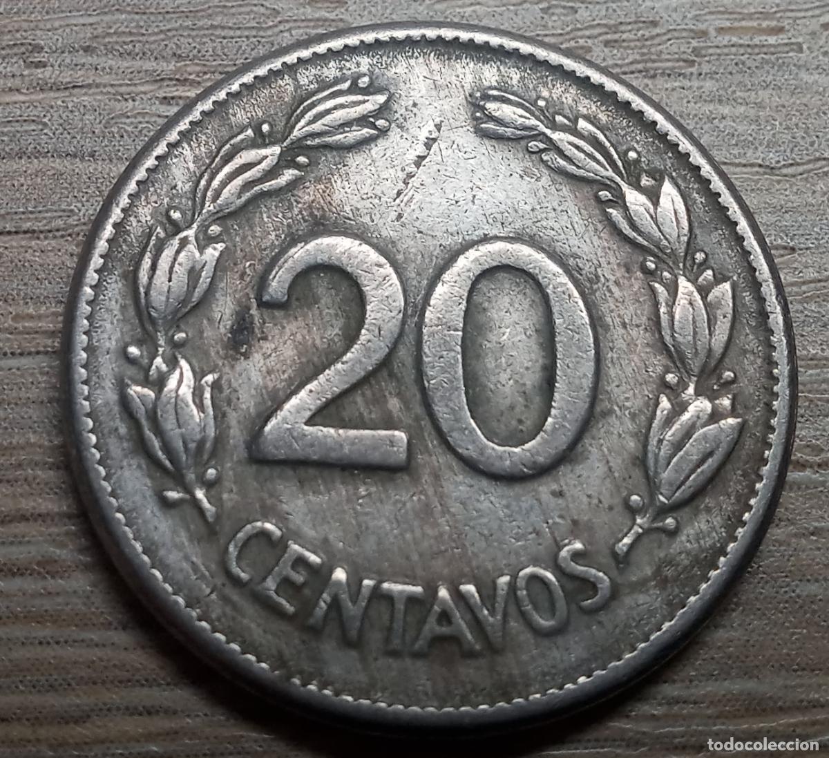 Monedas antiguas de Am&eacute;rica: 20 centavos, 1946, Ecuador - Foto 2