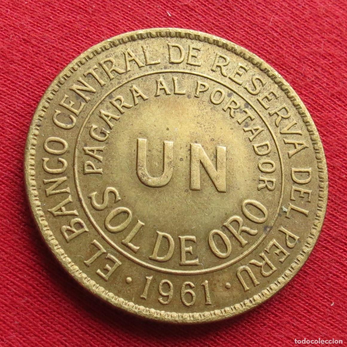Monedas antiguas de Am&eacute;rica: Peru 1 um sol de oro 1961 - Foto 1