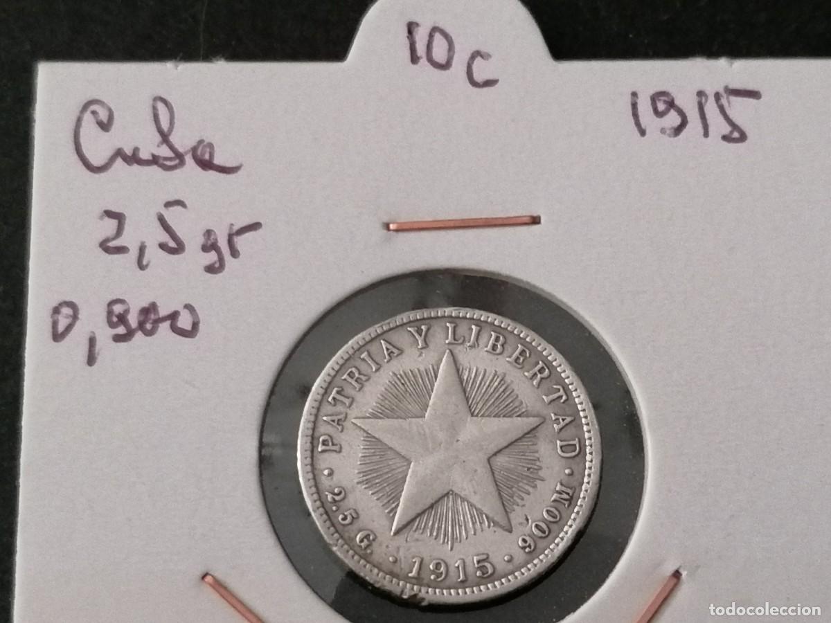 Monedas antiguas de Am&eacute;rica: Plata, Cuba,10 cent. 1915, MBC+, - Foto 1