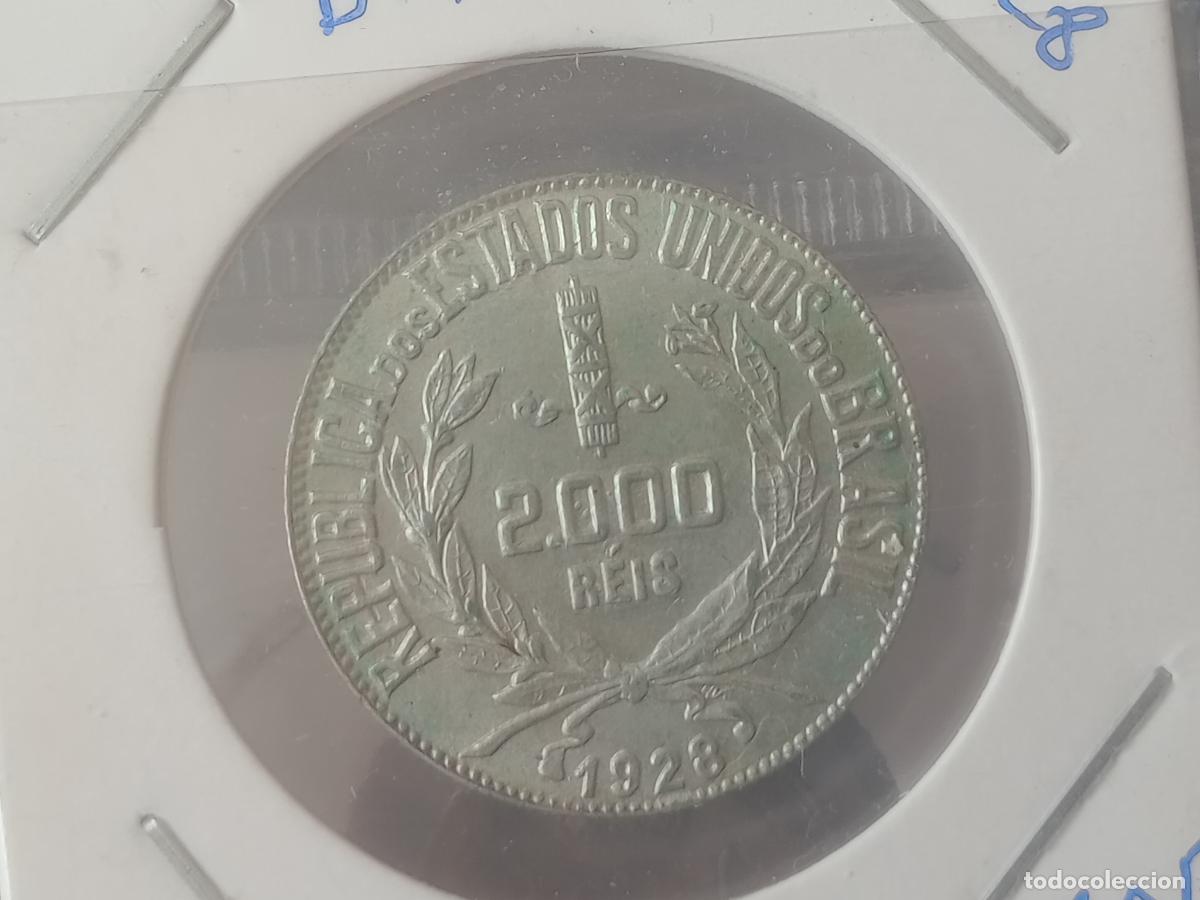 Monedas antiguas de Am&eacute;rica: 2000 reis Brasil 1928 plata - Foto 1