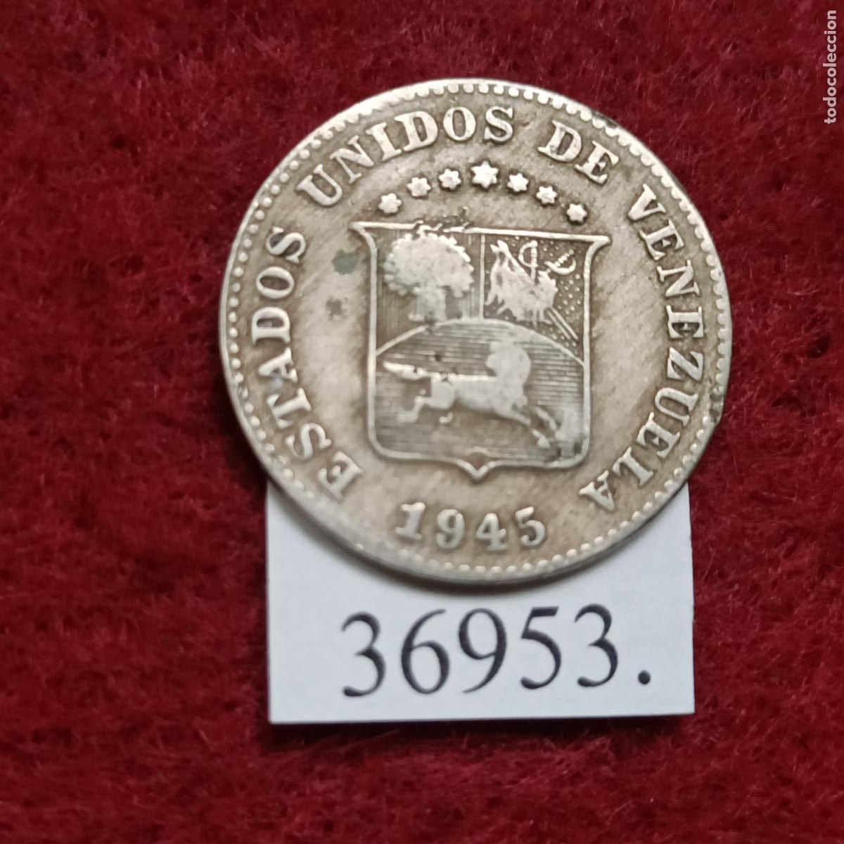 Monedas antiguas de Am&eacute;rica: Venezuela 5 c&eacute;ntimos 1945 - Foto 1
