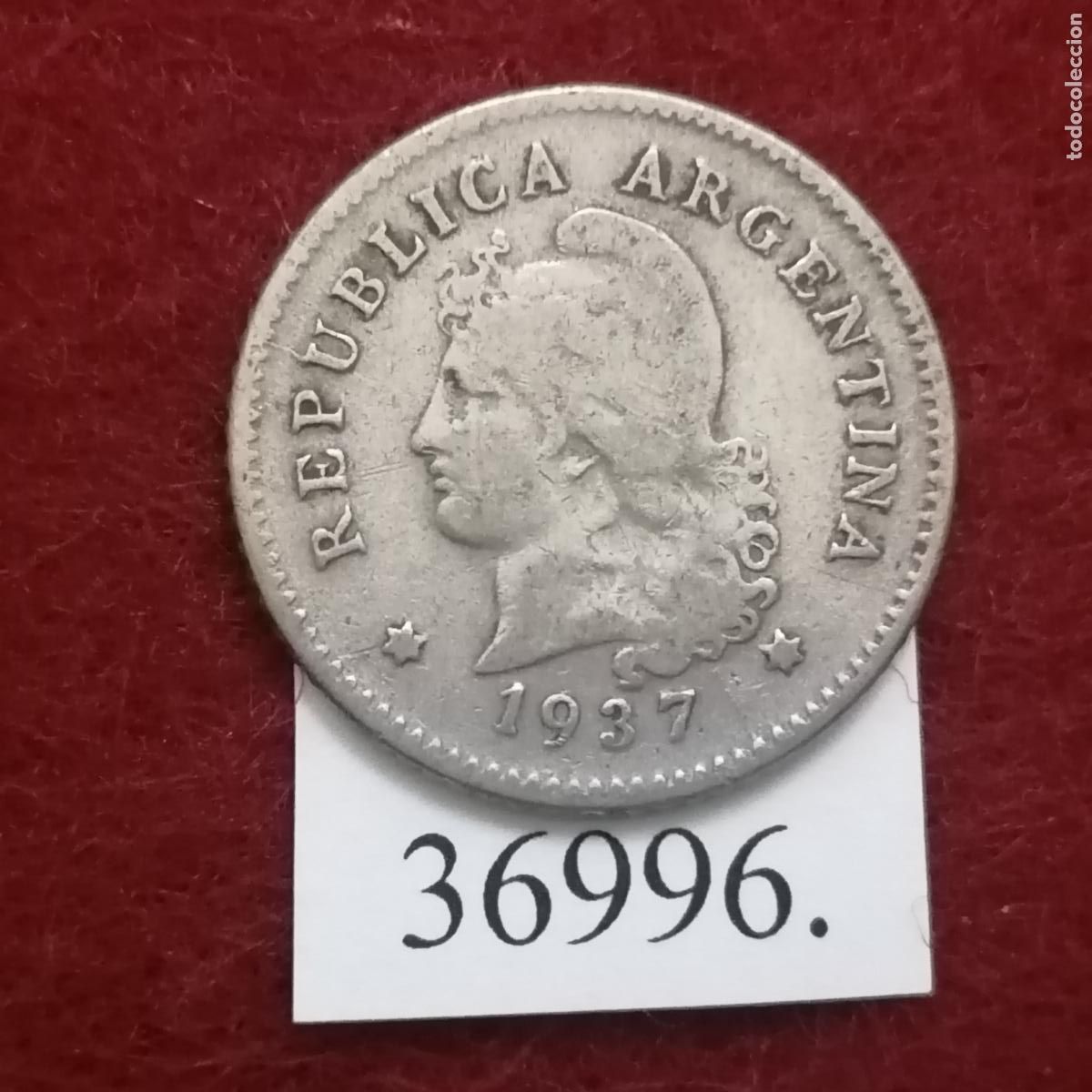 Monedas antiguas de Am&eacute;rica: Argentina 10 centavos 1937, c&eacute;ntimos - Foto 1
