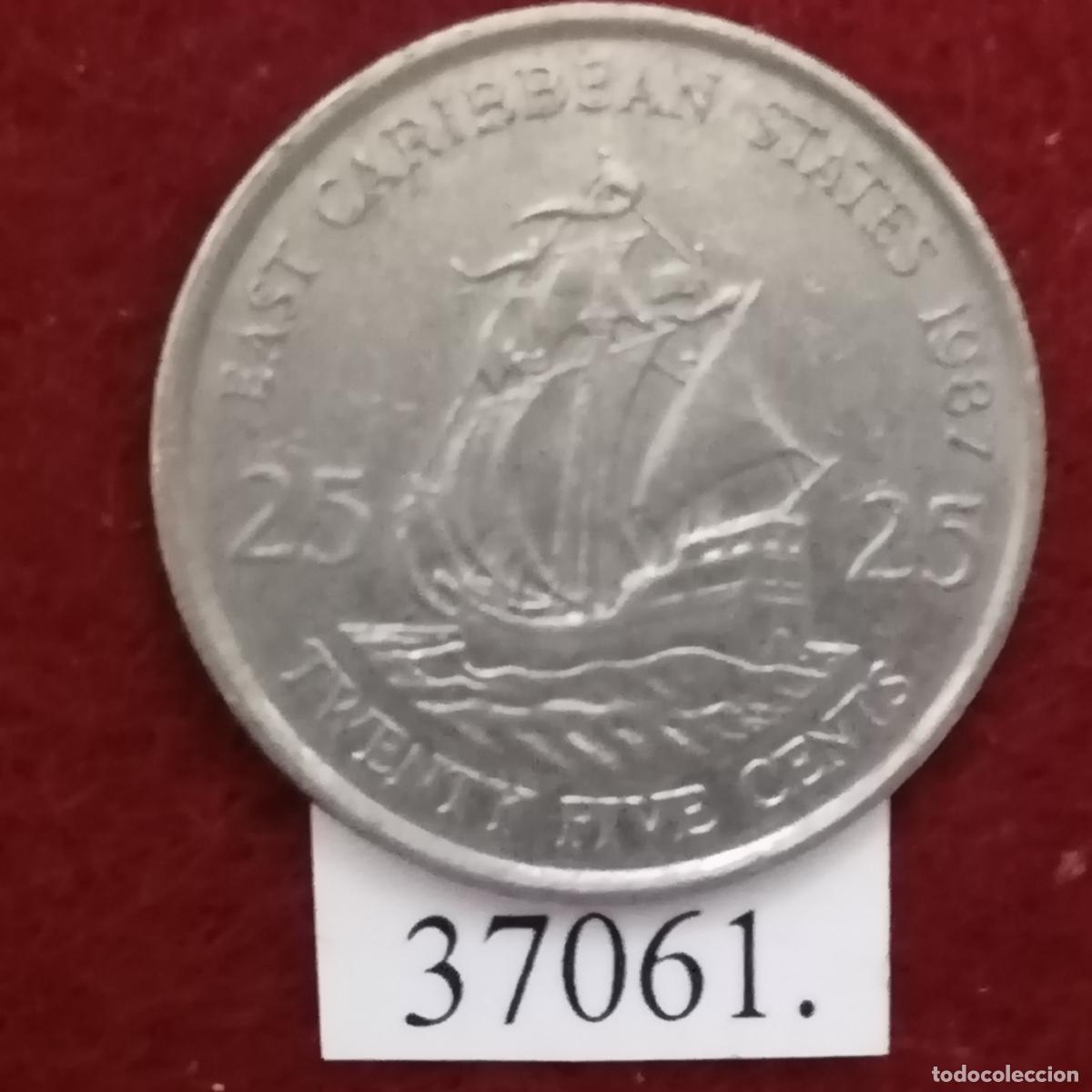 Monedas antiguas de Am&eacute;rica: Caribe Este 25 centimos 1987, centavos - Foto 1