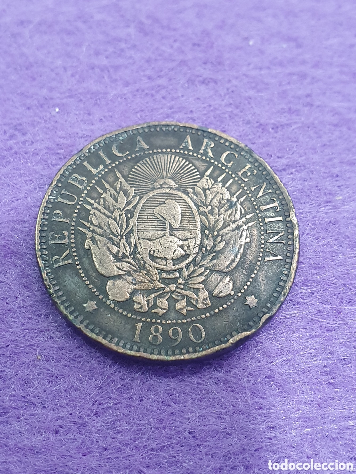 Monedas antiguas de Am&eacute;rica: Argentina. 2 centavos 1890. (L9) - Foto 2