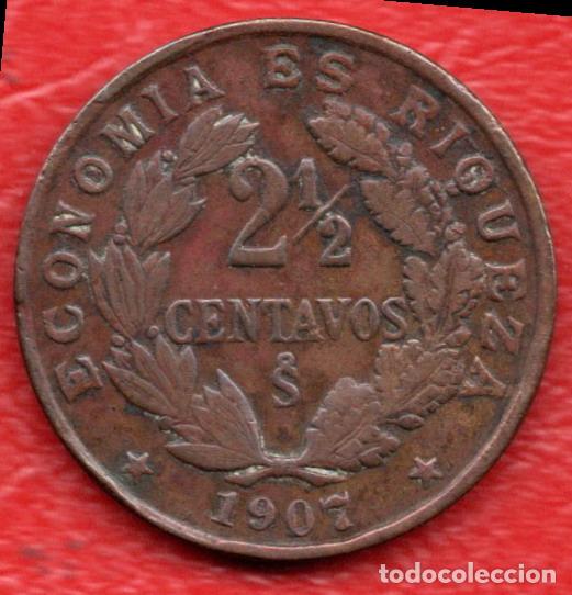 Monedas antiguas de Am&eacute;rica: CHILE - 2 1/2 CENTAVOS 1907 - Foto 2