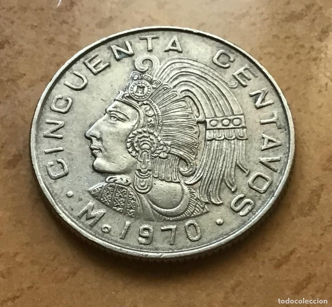 Monedas antiguas de Am&eacute;rica: 50 centavos de M&eacute;xico (M&eacute;jico). A&ntilde;o 1970