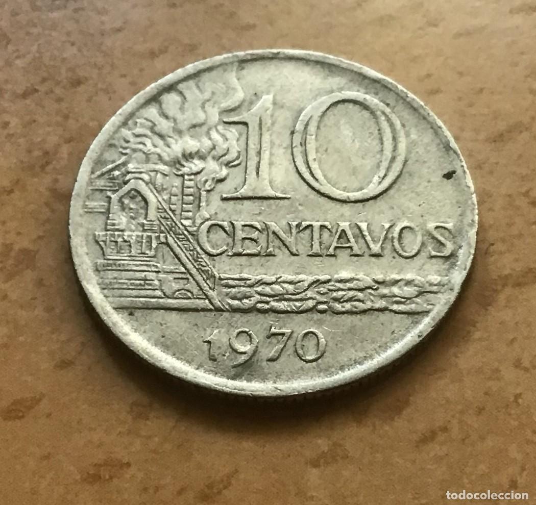 Monedas antiguas de Am&eacute;rica: 10 centavos de Brasil. A&ntilde;o 1970