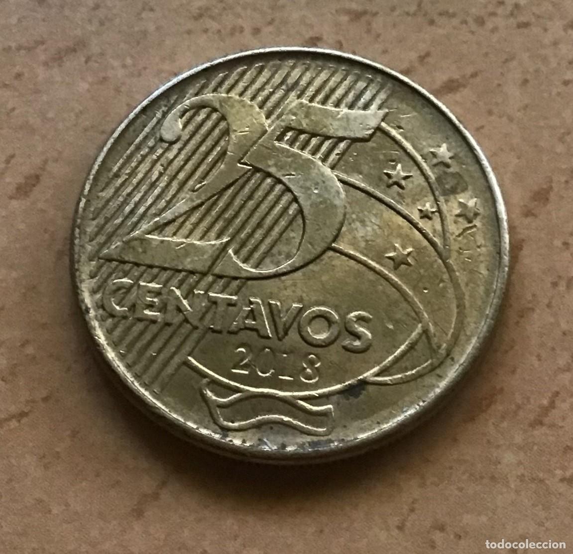 Monedas antiguas de Am&eacute;rica: 25 centavos de Brasil. A&ntilde;o 2018 - Foto 1
