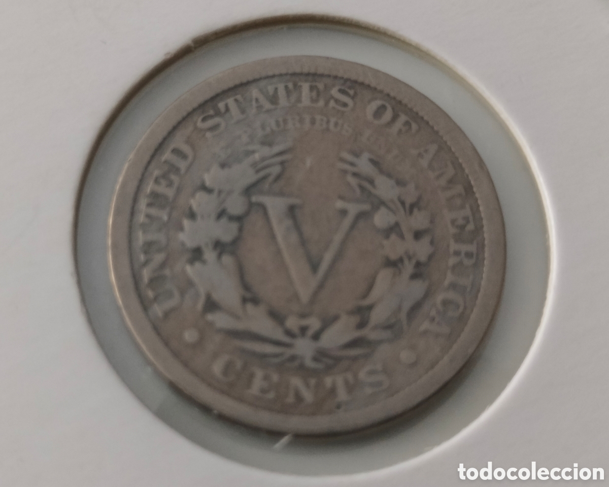 Monedas antiguas de Am&eacute;rica: Moneda de cinco centavos de Dollar de plata de 1912. EEUU - Foto 2