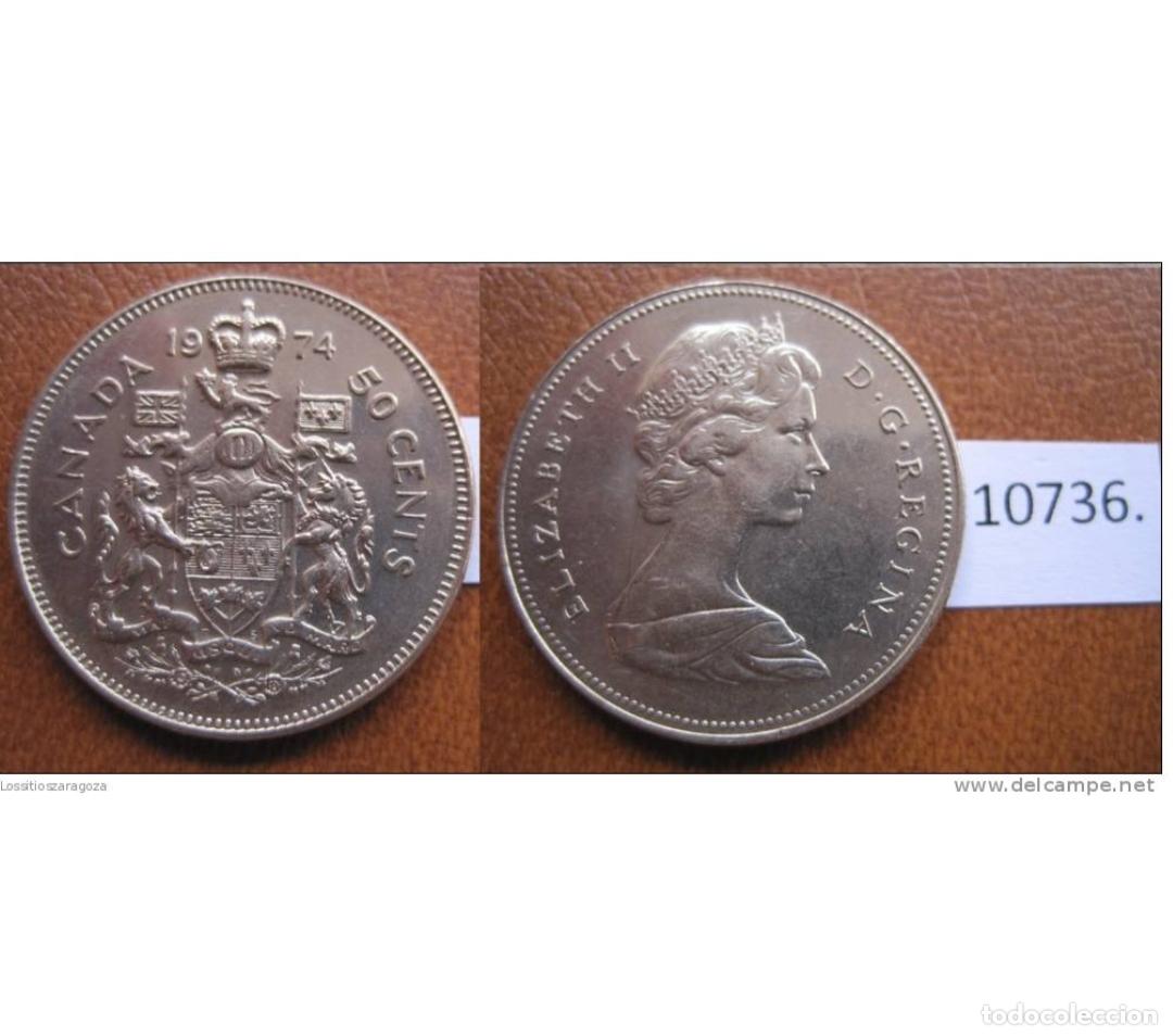 Monedas antiguas de Am&eacute;rica: Canada 50 centimos 1974 - Foto 1