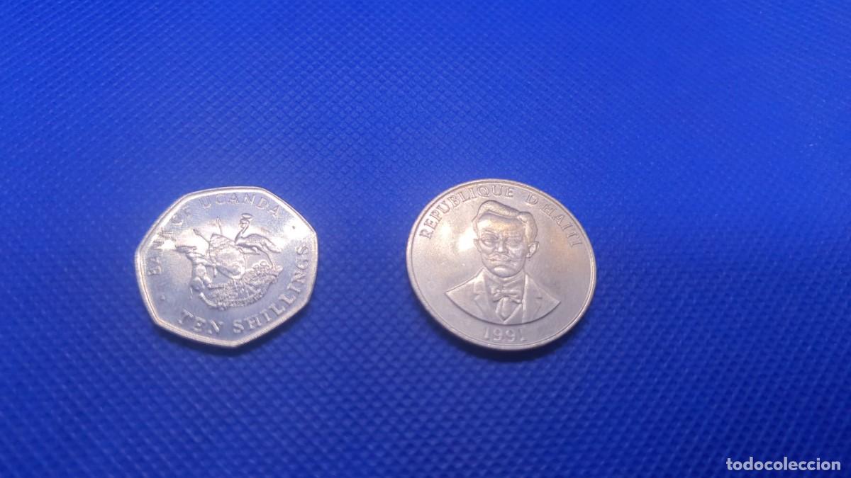 Monedas antiguas de Am&eacute;rica: 2 monedas de Uganda y de Hait&iacute; - Foto 1
