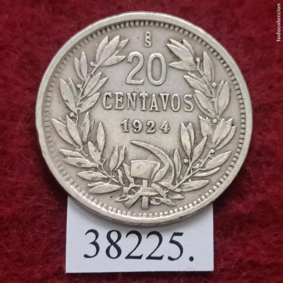 Monedas antiguas de Am&eacute;rica: Chile 20 centavos 1924, c&eacute;ntimos - Foto 2