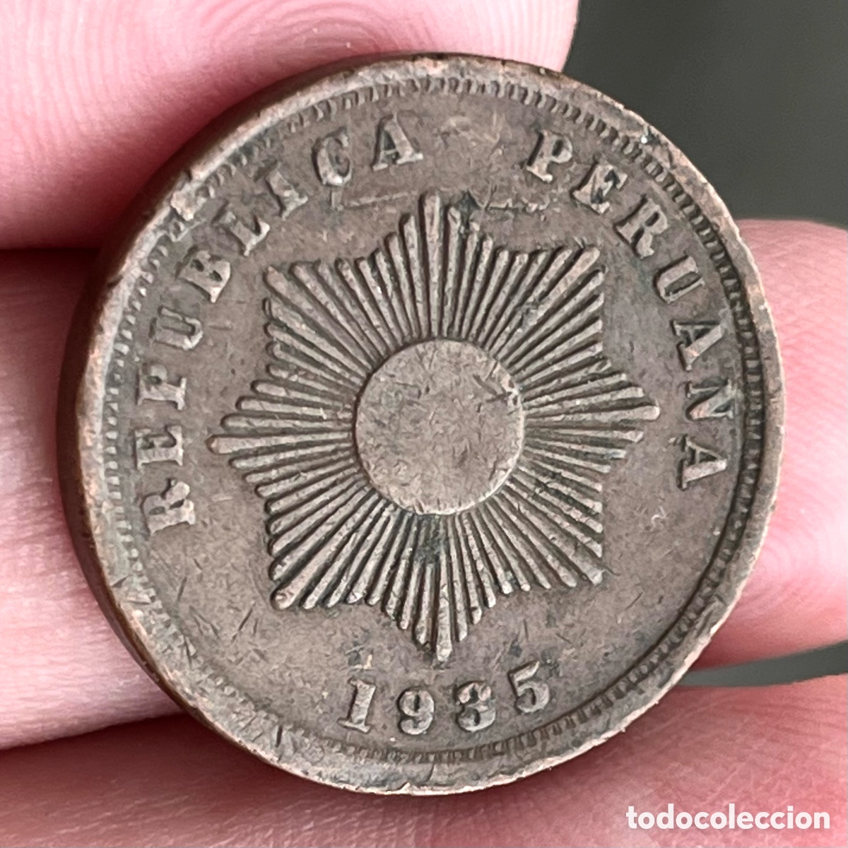 Monedas antiguas de Am&eacute;rica: 2 centavos 1935 Per&uacute; - Foto 2