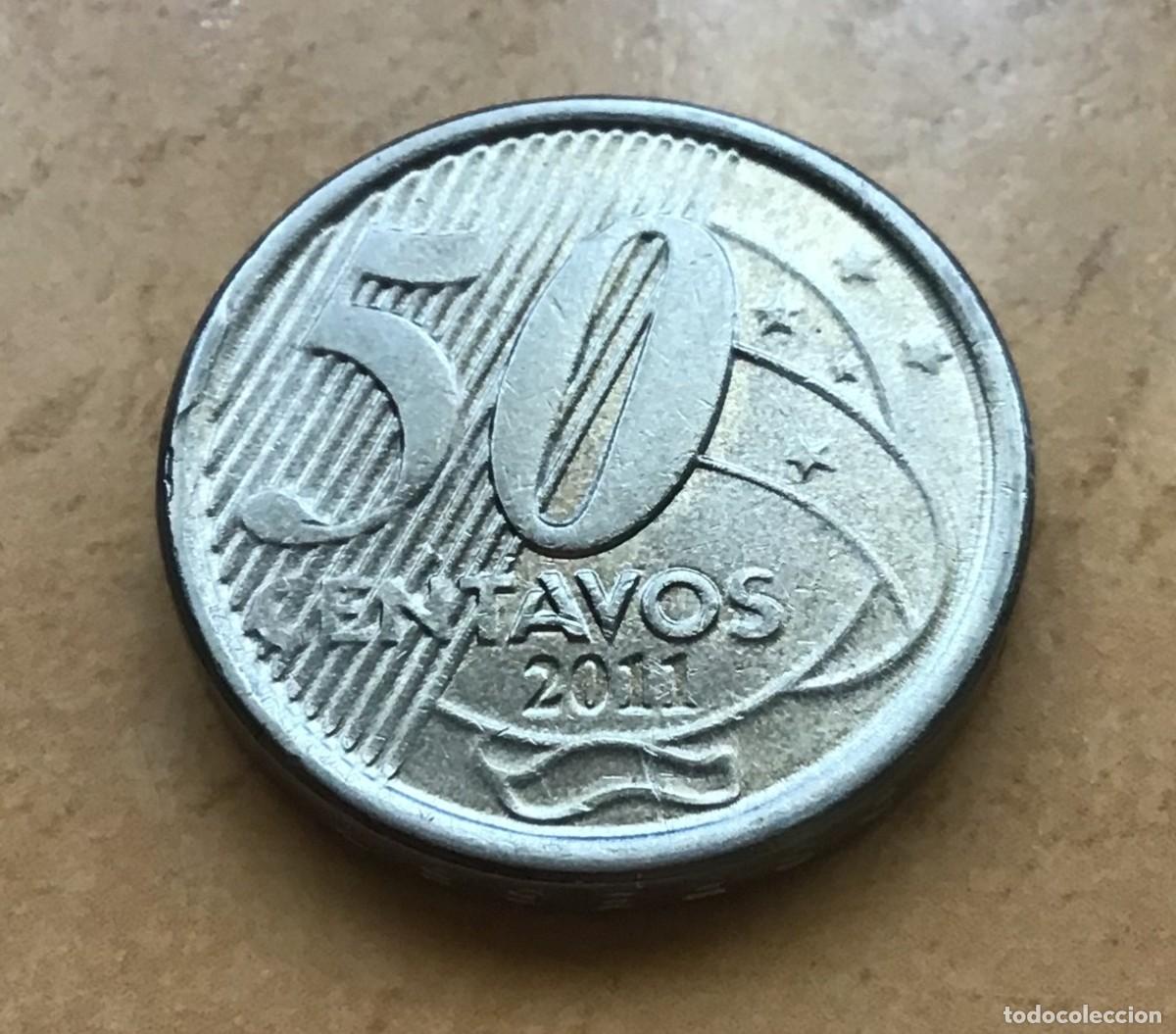 Monedas antiguas de Am&eacute;rica: 50 centavos de Brasil. A&ntilde;o 2011