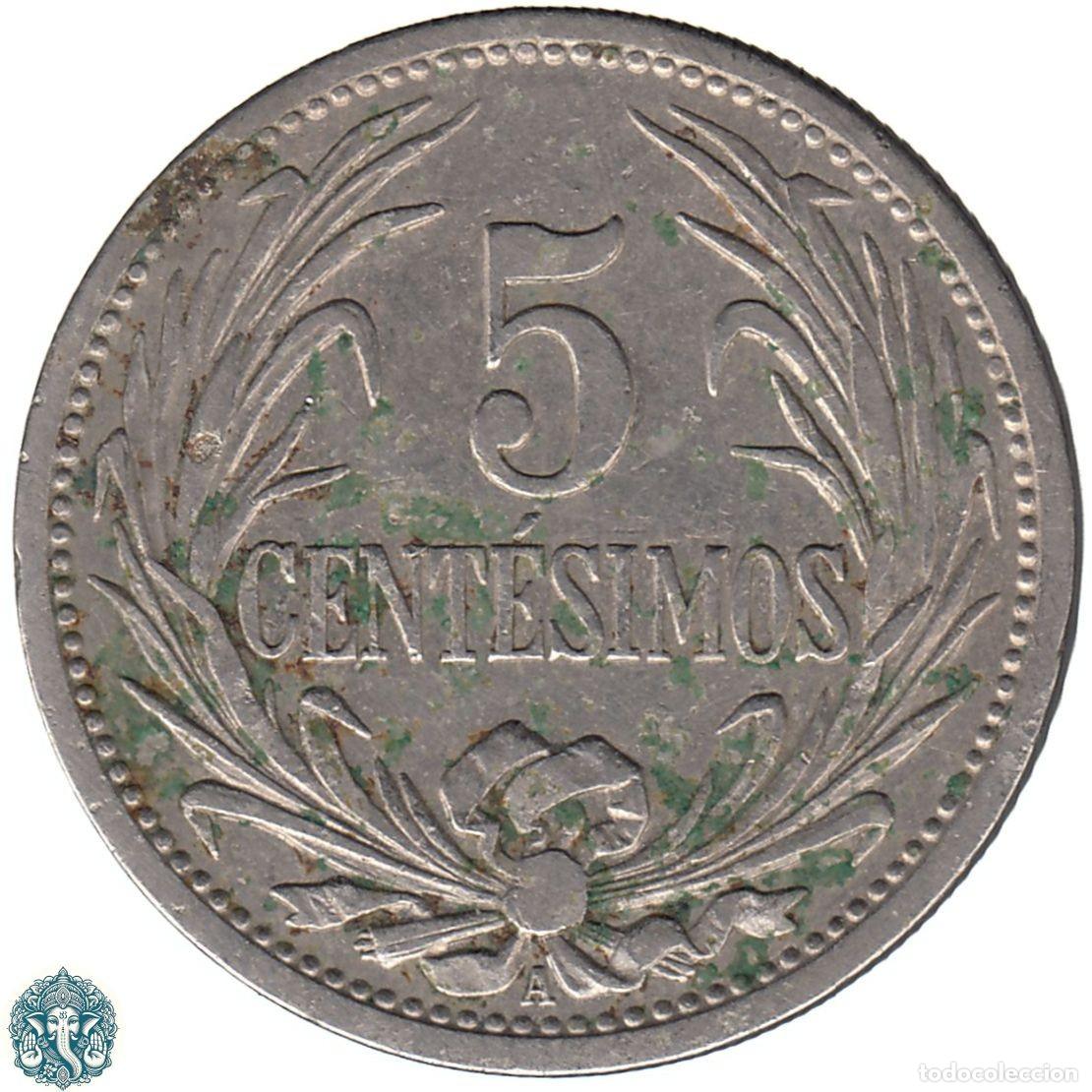 Monedas antiguas de Am&eacute;rica: URUGUAY 5 Cent&eacute;simos 1909 KM#21 - Foto 1